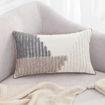 taies d'oreiller bohèmes géométriques texturées coussins décoratifs modernes pompons beige gris doré blanc