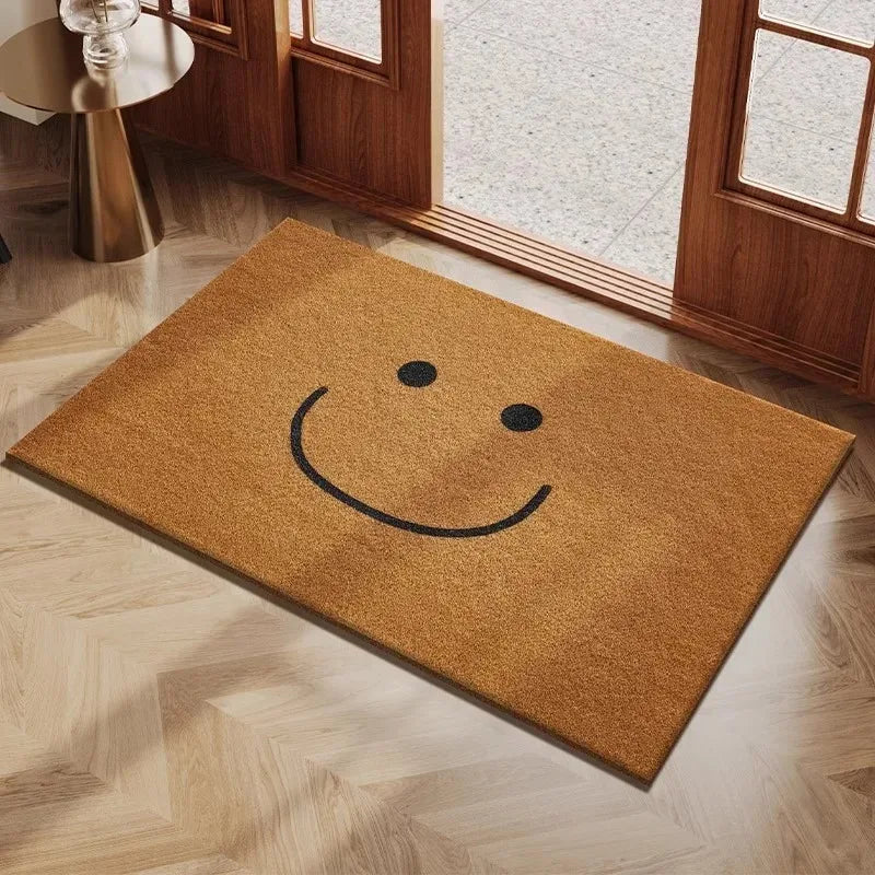 tapis d'entrée marron clair textile naturel antidérapant moderne 100% polyester 40x60cm 50x80cm 80x120cm