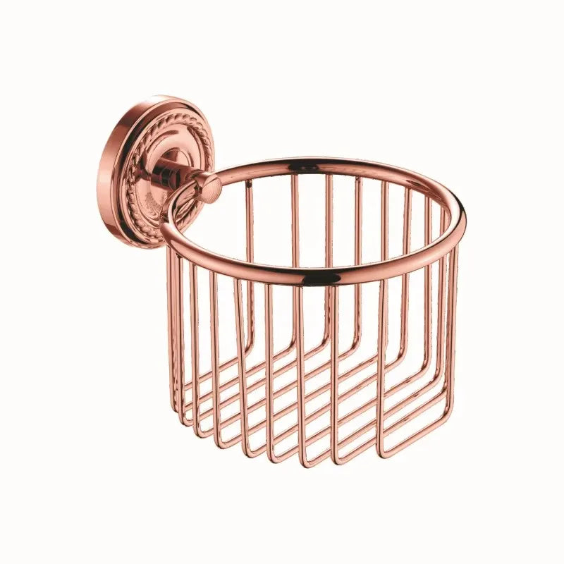 accessoires salle bain rose doré élégants finement sculptés classiques vintage vis fixés