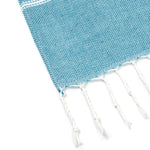 serviette plage coton rayée bleu clair rose franges rapide absorption moderne rustic