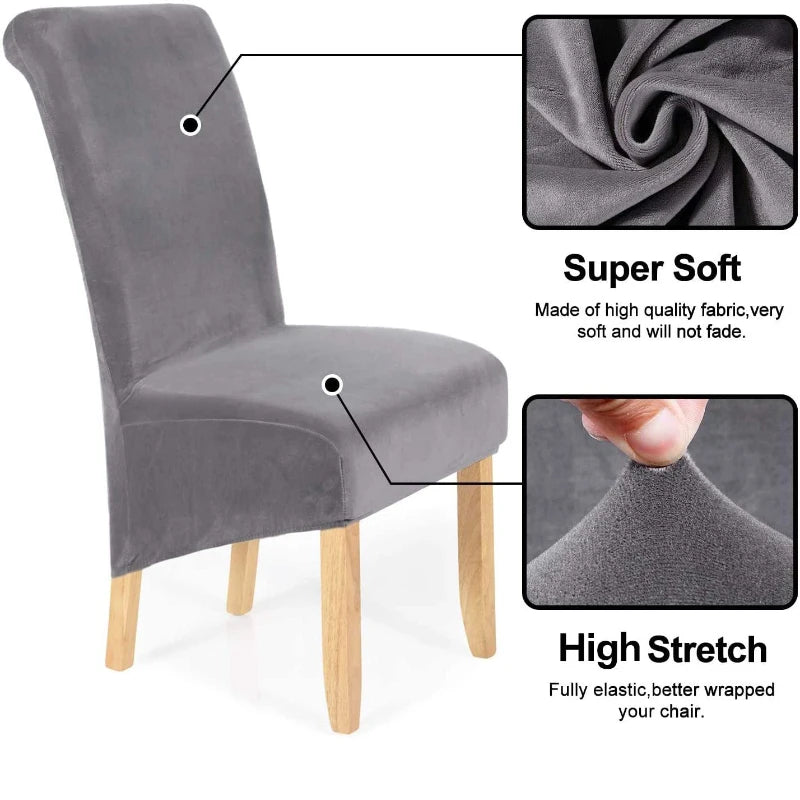 housses chaise velours stretch modernes gris foncé amovibles lavables grandes douces