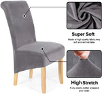housses chaise velours stretch modernes gris foncé amovibles lavables grandes douces