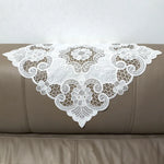 nappe dentelle flore brodée carrée traditionnelle maison fête polyester blanc motifs floraux complexes semi
