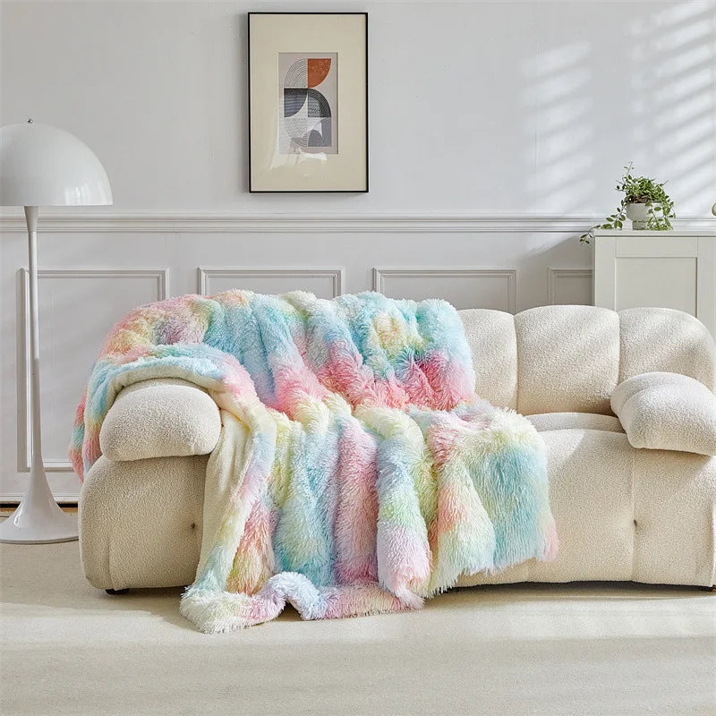 couverture multicolore rayée velours polyester douillet portable automne hiver hospitalière voyage