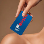 étui carte bancaire adhésif waterproof moderne logo bosch blanc fond noir points cartes crédit
