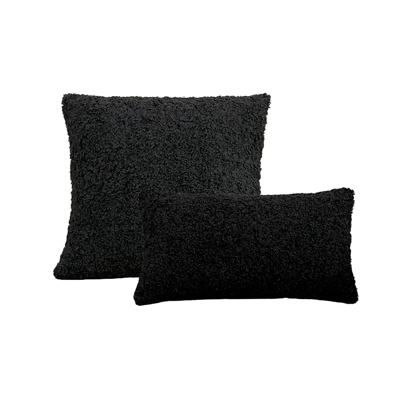 taies d'oreiller solides polyester texture bouclée doux beige clair 30x50cm 45x45cm 50x50cm