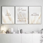 affiches toile minimaliste moderne motifs floraux texte calligraphique blanc beige doré 50x70 40x60 30x40