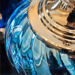 vase verre bleu tourbillon moderne décoration intérieure élégante transparent ornement floral