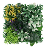 panneau mural végétal artificiel moderne feuilles fleurs variées intérieur décoration fixations métalliques