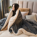 couverture laine gris beige moderne douce anti boulochage portable hospitalière hiver voyage pique nique
