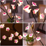 arbre artificiel lumineux veilleuse usb led base circulaire noir rose clair moderne minimaliste
