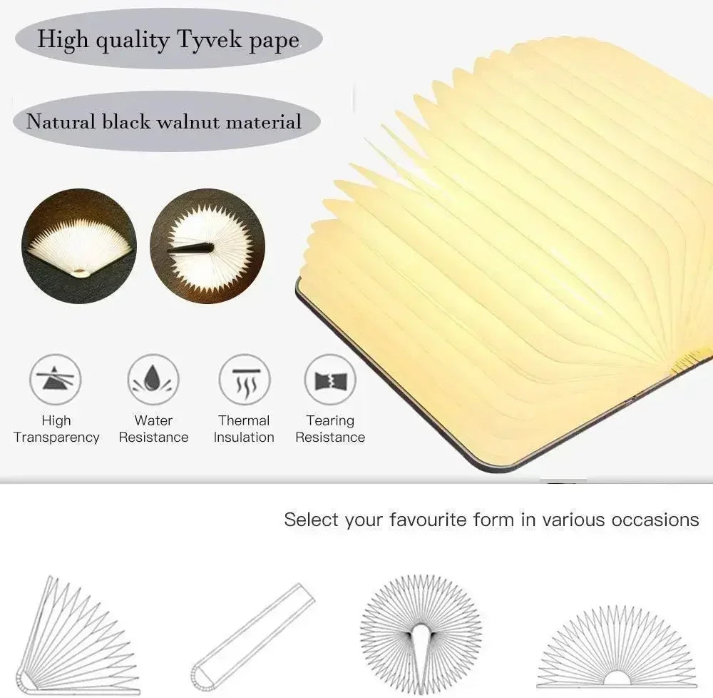 lampe led forme livre blanc brun clair texture papier moderne recharge usb enfants chambre
