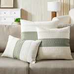 taies d'oreiller polyester vert clair rustique rayures horizontales non toxique respectueux environnement maison hospitalière