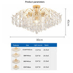 chandelier moderne crystal or led lumiere salle blanche bleue élégante