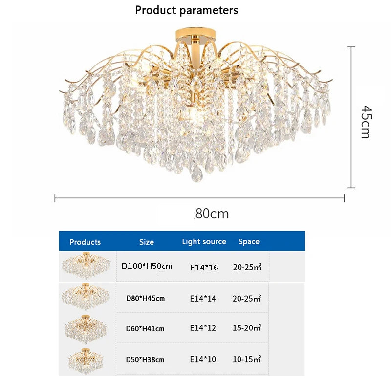 chandelier moderne crystal or led lumiere salle blanche bleue élégante