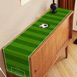 nappe deco sportive terrain football imprimé vert blanche table été polyester imitation lin