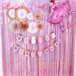rideau festif franges brillantes ballons décorations murales nuances pastel semi transparent disco ball