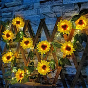 guirlande lumineuse feuilles tournesol lierre led jaune vert decoration intérieure naturelle champêtre 10m