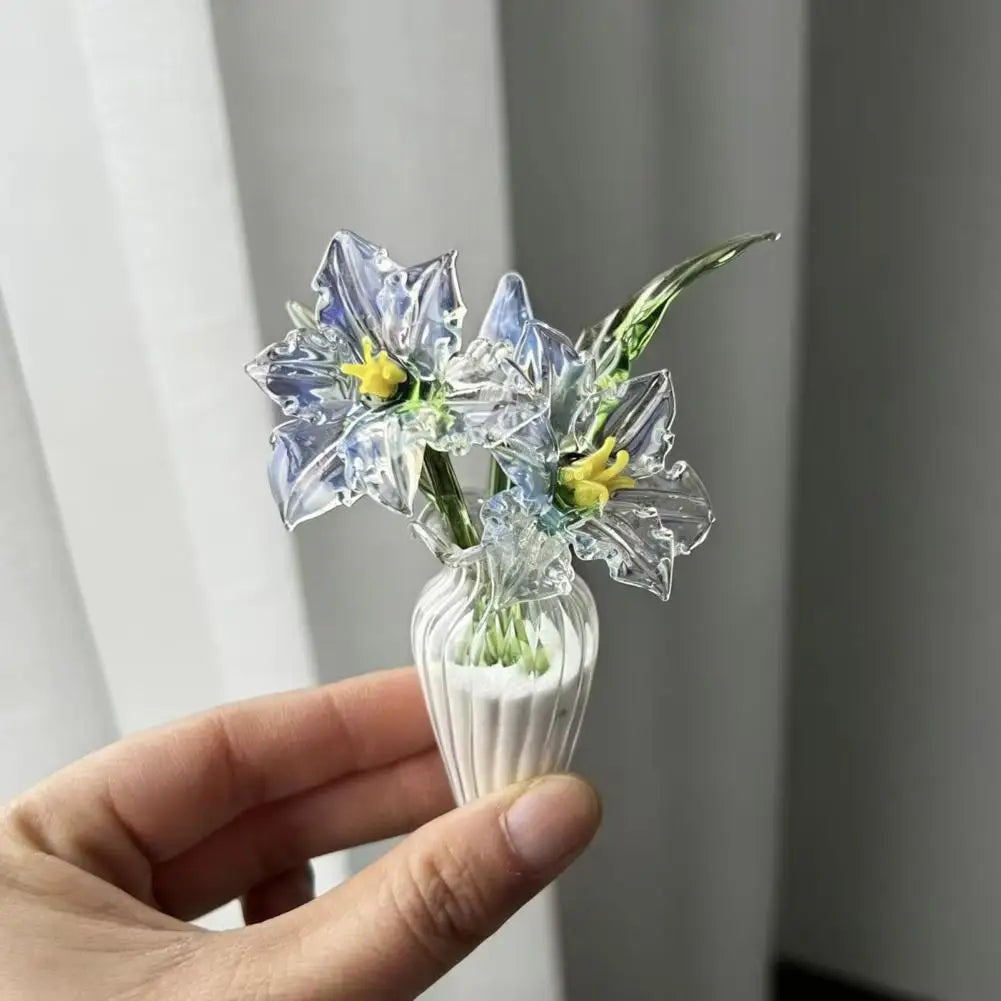 vase transparent moderne fleurs artificielles couleurs variées minimaliste