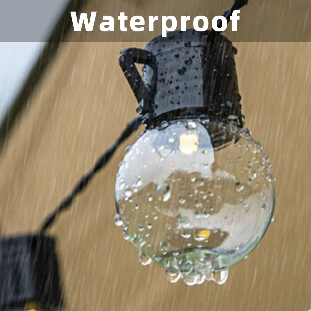 guirlande led solaire suspendue jaune ampoules transparentes panneau solaire autoinstallation festiveextérieurjardinterrasse