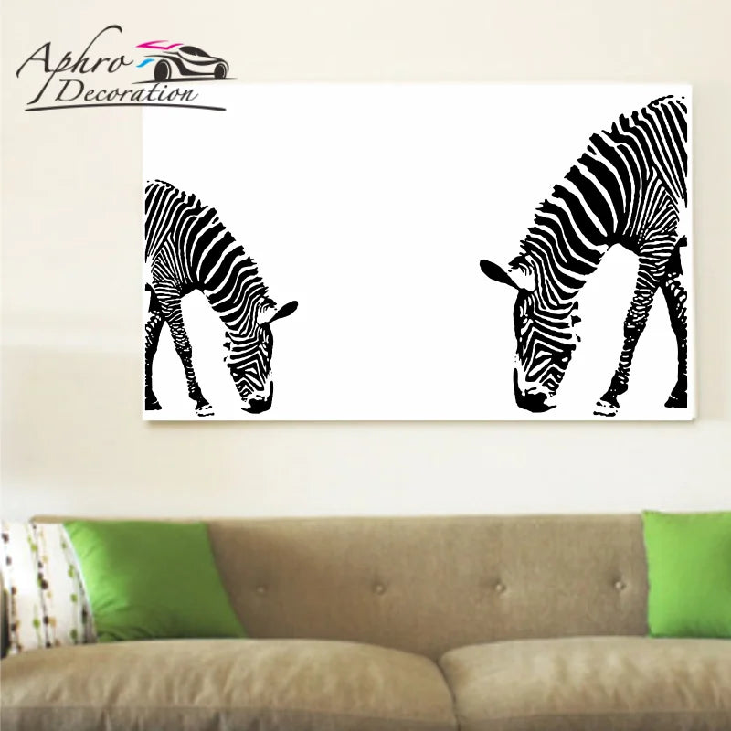sticker mural zèbre noir blanc adhésif moderne décoration intérieure élégante minimaliste mur fixe pvc