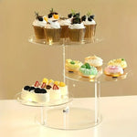 présentoir gâteaux transparent triple niveau cupcakes modernes élégants réutilisable multiple utilisations