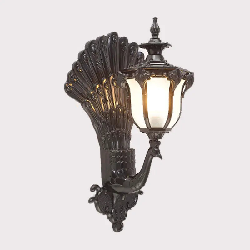 applique murale noire plume paon classique ip65 led éclairage maison moderne aluminium