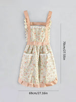 tablier cuisine toile fleurs petite pois gris rose vintage ajustable femmes