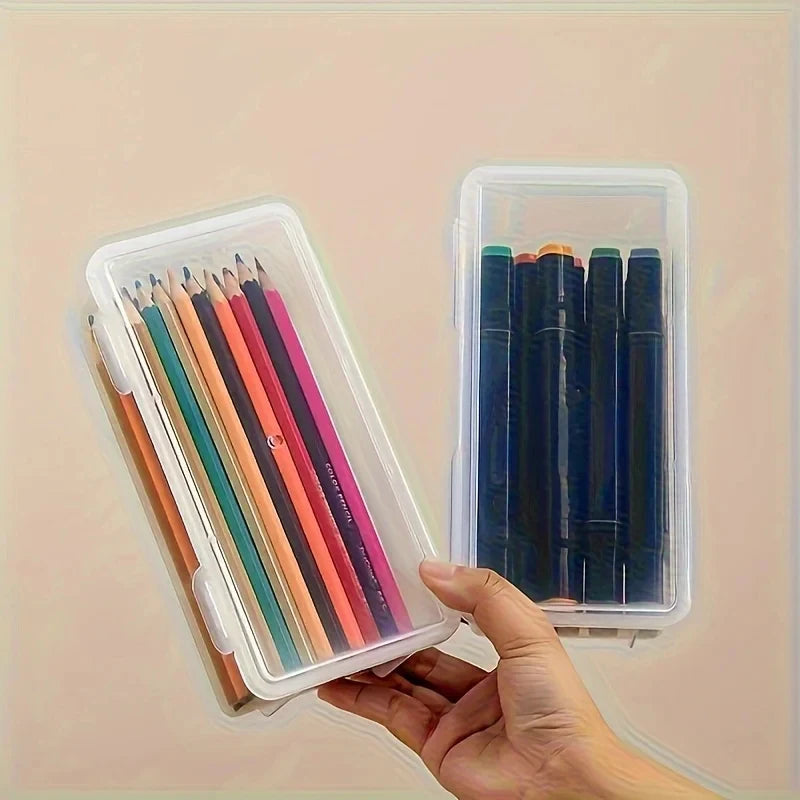 lot boites rangement plastique transparentes couvercles crayons feutres maison