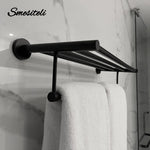 porte serviettes mural acier inoxydable noir mat lisse moderne salle bain double rangée