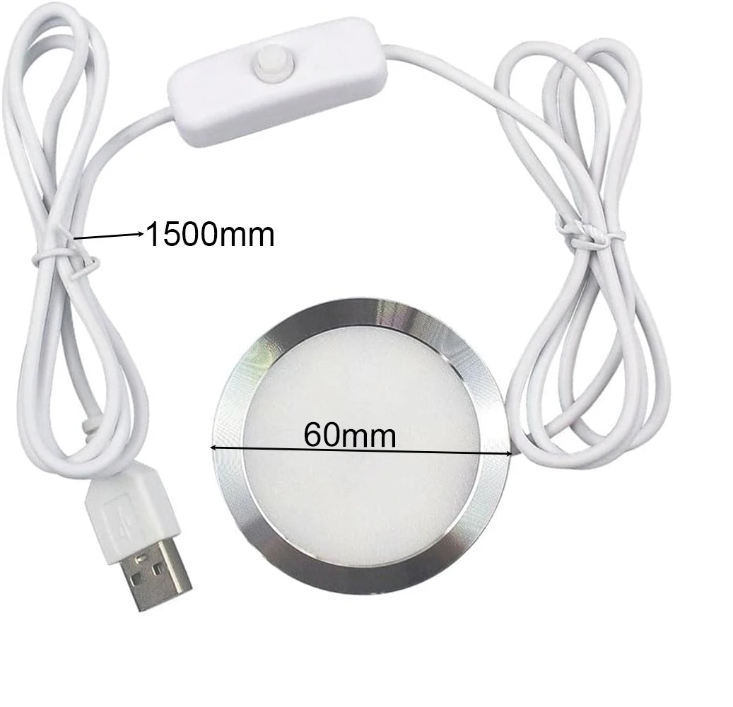 lampe led blanc moderne adhésive 60mm câble 1500mm interrupteur 5v led autoinstaller