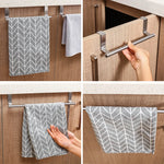 porte serviettes mural acier inoxydable moderne clips cuisine rayures grises geometriques