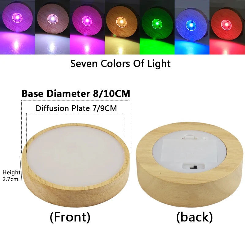 diffuseur lumineux circulaire bois naturel texture moderne bouton tactile base bois diffuseur plat led