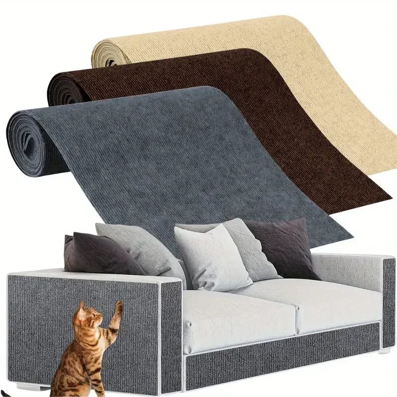 tapis chat anti griffes adhésif tranchable protège canapé gris moderne 40x300cm