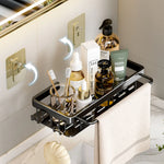étagère murale aluminium noir contemporaine clips magnétiques rangement salle bain douche toilettes multifonctionnelle fixations