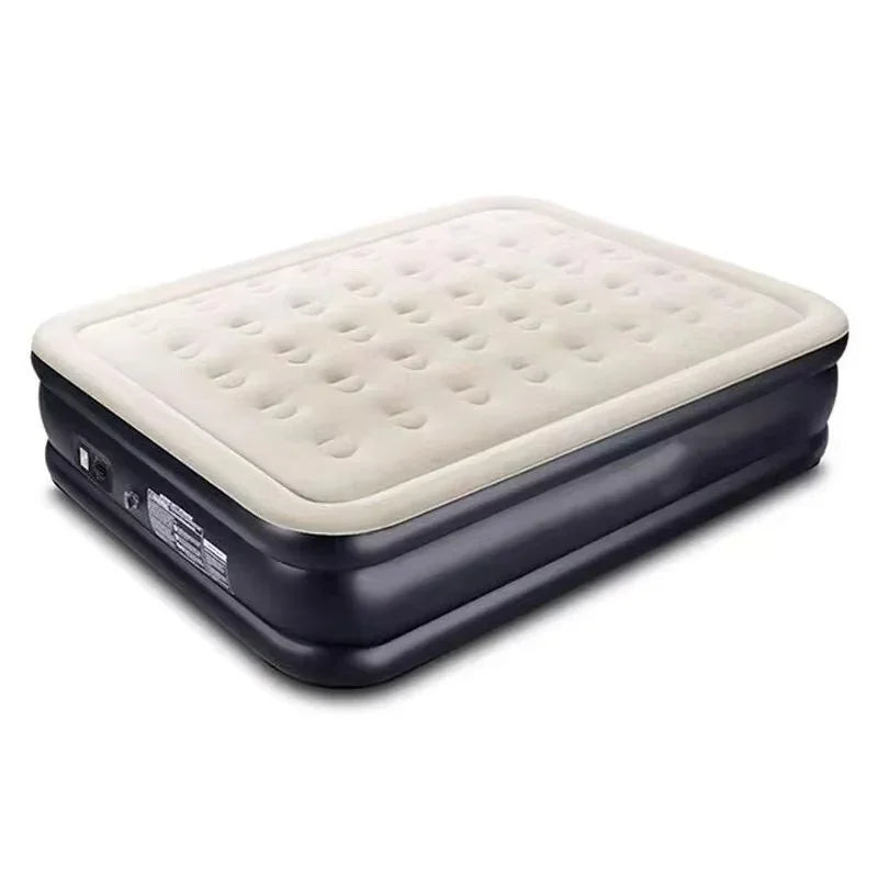 matelas gonflable air moderne camping famille extérieur pliant beige bordure noire alvéolée