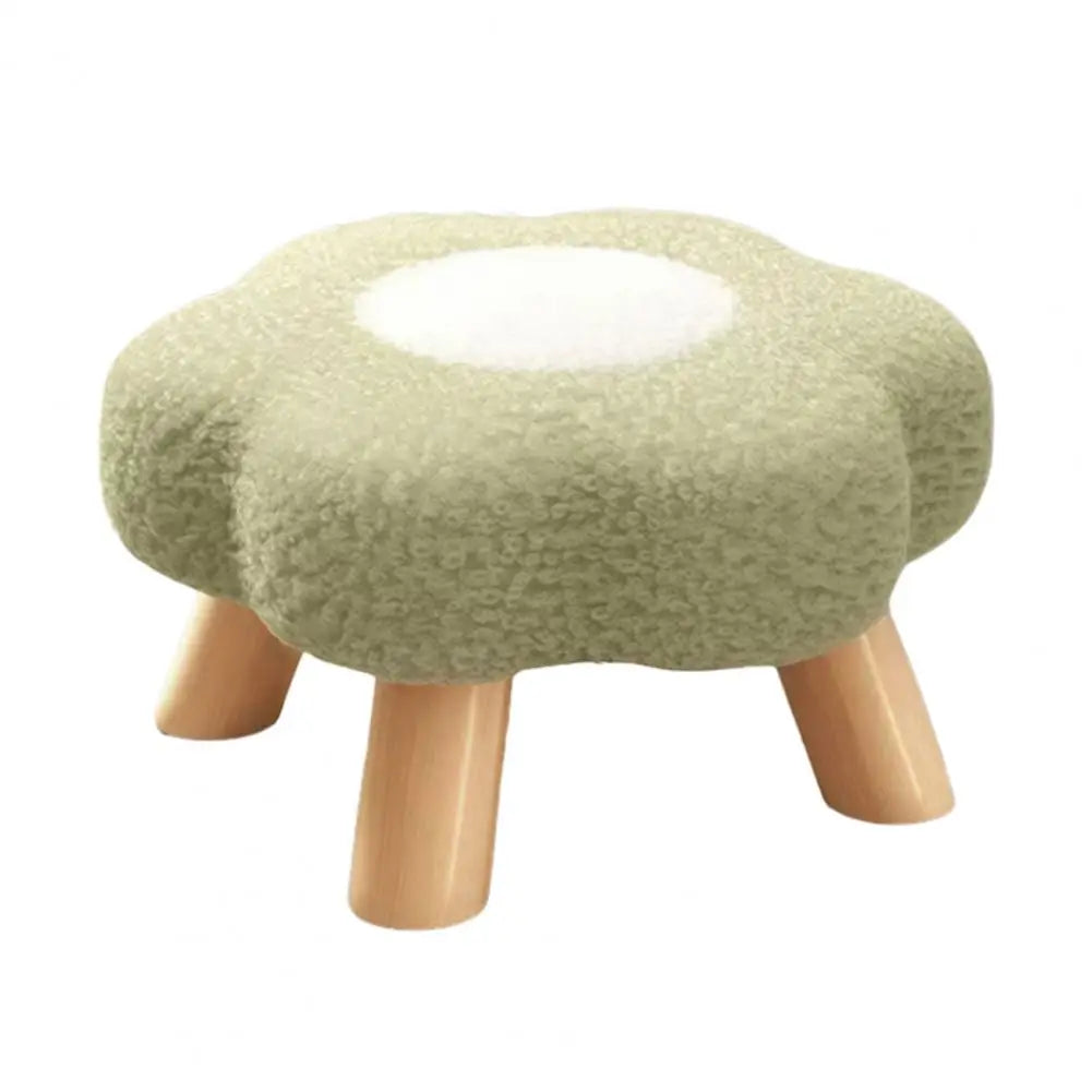 tabouret fleur pieds bois coussin peluche doux moderne rose vert jaune rouge chambre