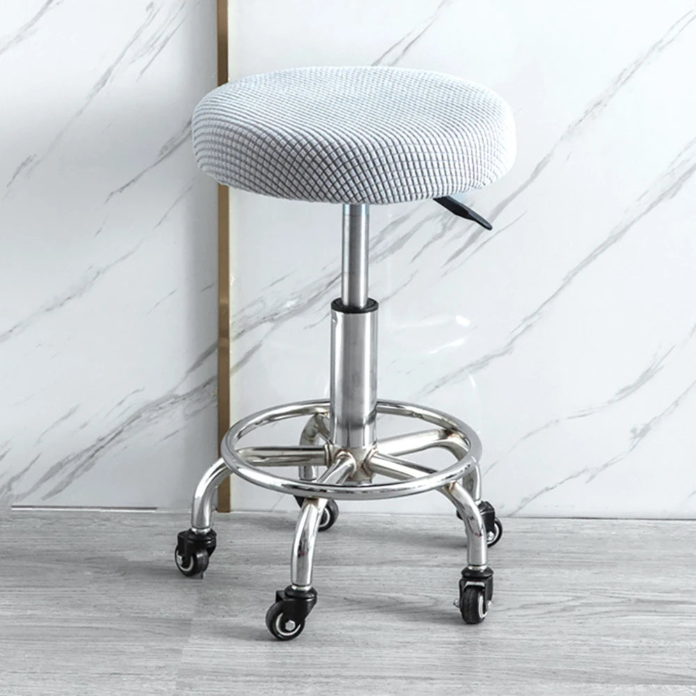 housse coussin tabouret rond velours beige moderne fixation protection siège fauteuil salon