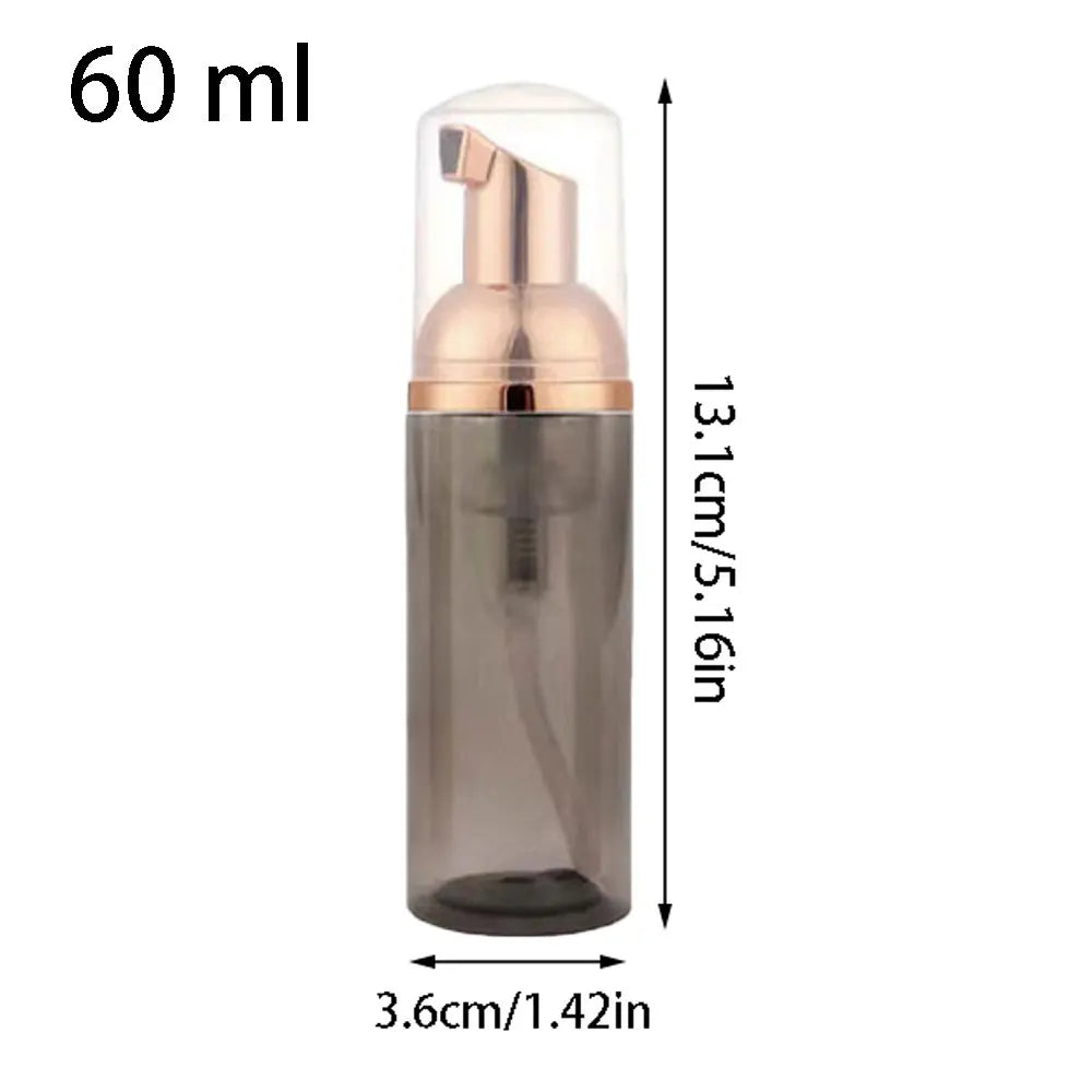 flacon pompe mousse vide 60 ml transparent doré rayures noires distributeur savon voyage rechargeable