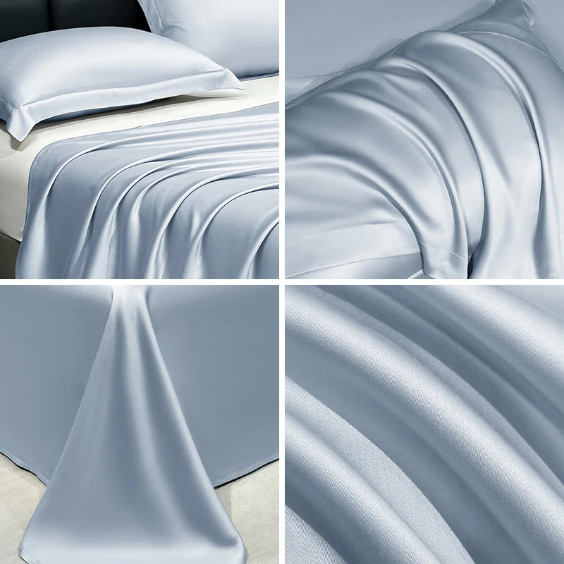 drap lit ajusté soie glacée uni satiné chambre moderne confortable frais