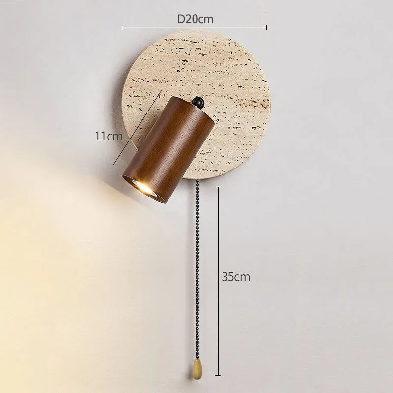lampe murale moderne minimaliste marron beige texture marbrée fixée cordon interrupteur chambre coucher étude