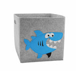 boîte rangement tissu felt pliable animaux motif gris clair enfant jouets vêtements poignées