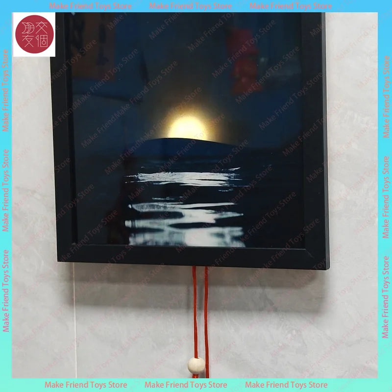 cadre mural coucher soleil adhésif cordelettes moderne rouge noir blanc orange jaune gris
