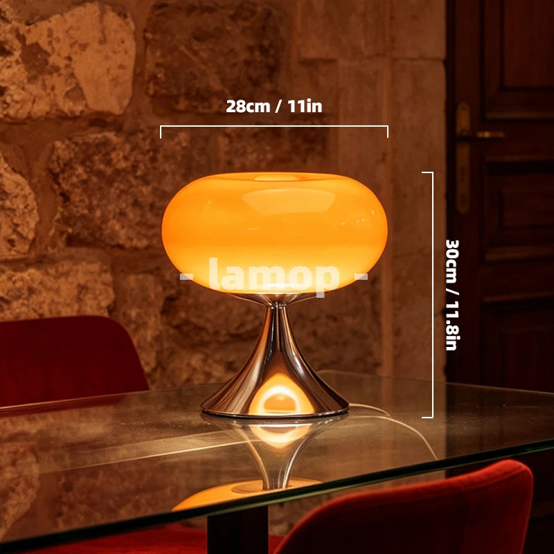 lampe table verre orange moderne base métallique lumière douce décoration chambre coréen filaments led