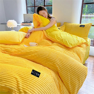 Housse de couette velours épais unie rouge