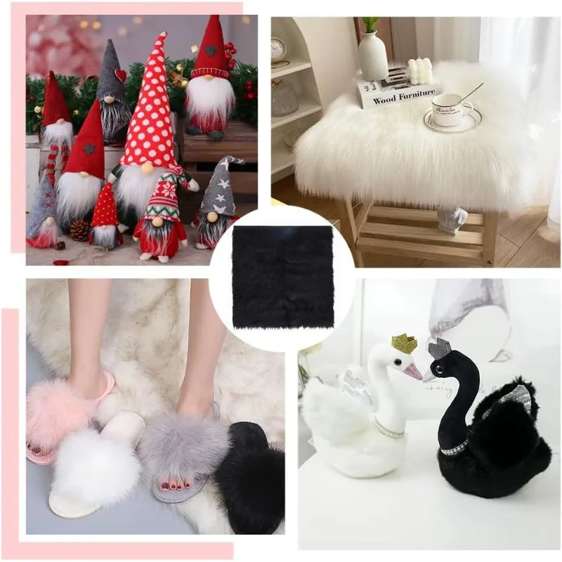 tapis noir fourrure peluche épais moderne doux bricolage couture tissu polyester antimicrobien contrôle odeurs