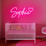 panneau néon personnalisable rose écriture cursive lumineux moderne chambre ado décoration mur opaque