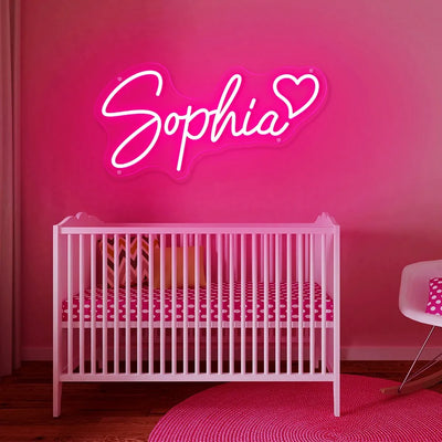 Enseigne LED néon personnalisée rouge dans une chambre ado