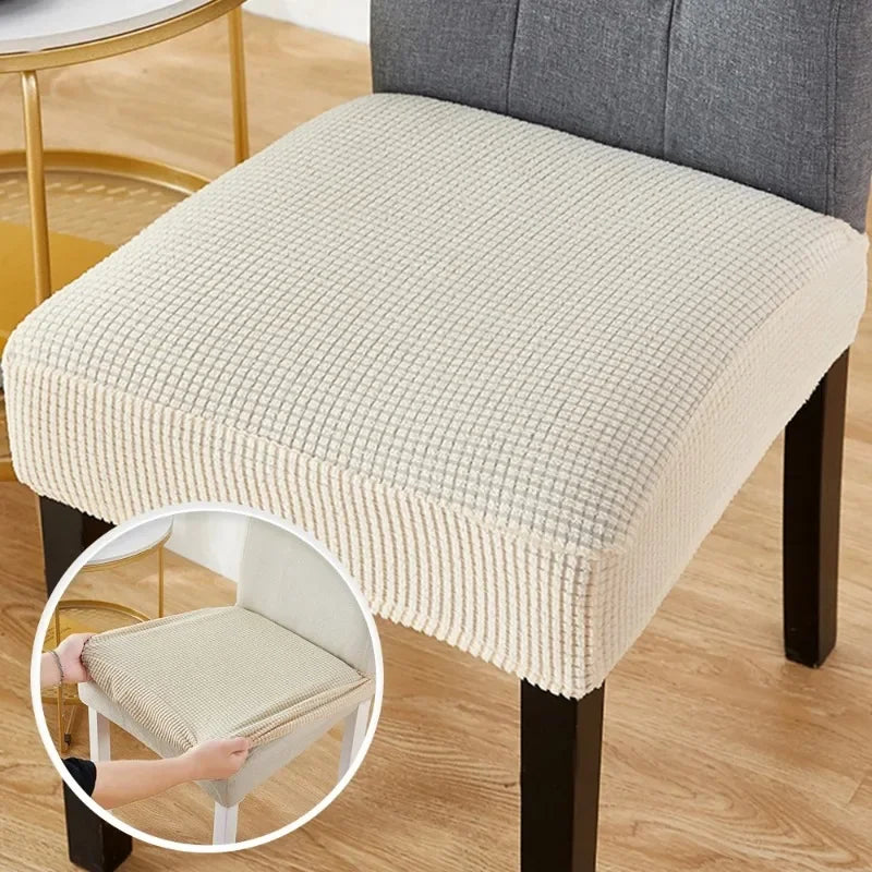 couvre siège chaise tissu carreaux beige moderne antidérapant élasthanne polyester