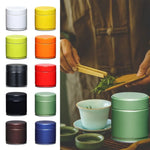 boîtes thé rondes modernes couleurs blanc rouge orange minimaliste résistantes humidité maison voyages